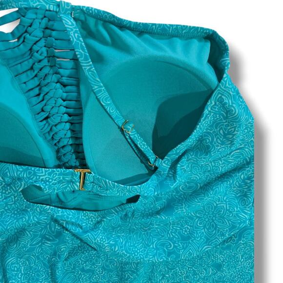 Catalina Women’s Plus Size Blue Tankini Top 3X Padded Adjustable Straps - Picture 5 of 9